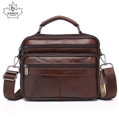 Men Genuine Leather Shoulder Bag Fashion Zipper Shoulder Messenger