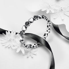 Genuine Sterling Silver Stackable Ring Heart Black CZ Finger Rings