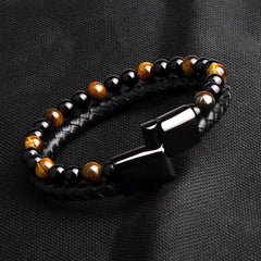 Natural Stone Bracelets Genuine Leather Braided Bracelet
