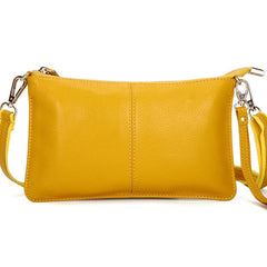 Women Genuine Leather Day Clutches Candy Color Shoulder Bags