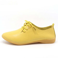 Genuine Leather Oxford Shoes For Women Round Toe Lace-Up Casual Shoes