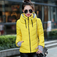 Winter Jacket women Short Womens Parkas Thicken Outerwear solid hooded