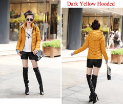 Winter Jacket women Short Womens Parkas Thicken Outerwear solid hooded