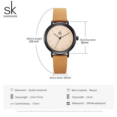 Simple Watch For Women Brown Retro Leather