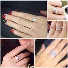 CC Heart Rings Jewelry Cubic Zirconia Stone Elegant Ring Accessories