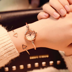 Fashion Gold Bangle Bracelet Women Watches Stainless Steel Retro Ladies Quartz