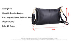 Women Genuine Leather Day Clutches Candy Color Shoulder Bags