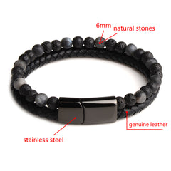 Natural Stone Bracelets Genuine Leather Braided Bracelet