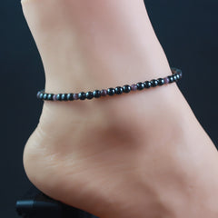 Magnetic Hematite Round Beads Beaded Anklet 4MM