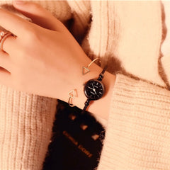 Fashion Gold Bangle Bracelet Women Watches Stainless Steel Retro Ladies Quartz