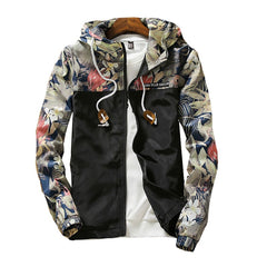 Women Hooded Jackets Floral Causal Windbreaker Women Basic Jackets