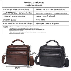 Men Genuine Leather Shoulder Bag Fashion Zipper Shoulder Messenger