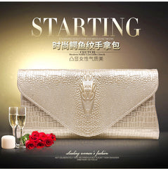 Crocodile pattern cow leather women clutch bag shoulder bag