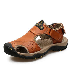 Genuine Leather Men Shoes Summer New Large Size Fashion Sandals Slippers