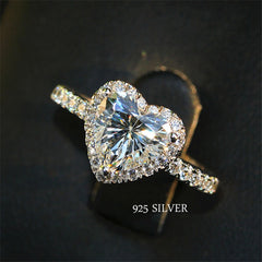 CC Heart Rings Jewelry Cubic Zirconia Stone Elegant Ring Accessories