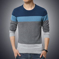 Casual Men Sweater O-Neck Striped Slim Fit Knittwear