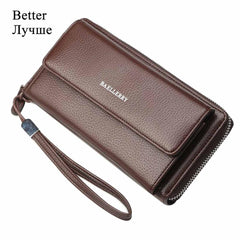 PU Leather Men Clutch Wallets Zipper Large Capacity Hand Strap Men Wallet