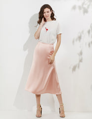 Women High Waisted Skirt Silk Satin Skirts A-Line Elegant Skirts