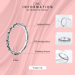 ilver Vintage Pattern Stackable Classic Finger Ring