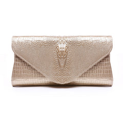 Crocodile pattern cow leather women clutch bag shoulder bag