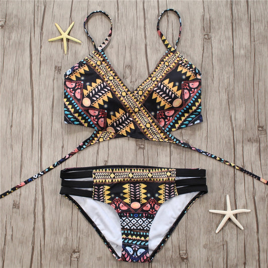 Bandage Aztec String Strappy Swim Wear Bathing Suit