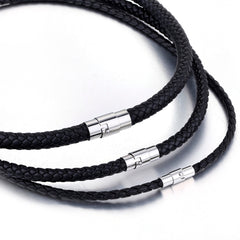 Choker Necklace Black Brown Braided Leather Necklace