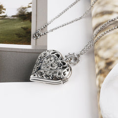 Fashion Silver Heart Shaped Lovely Hollow Elegant Quartz Pocket