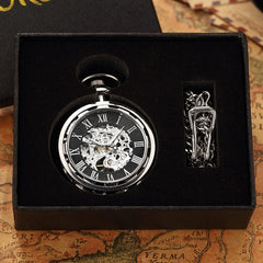 Antique Skeleton Mechanical Pocket Watch Men Steampunk Mechanical