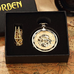 Antique Skeleton Mechanical Pocket Watch Men Steampunk Mechanical