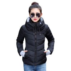 Winter Jacket women Short Womens Parkas Thicken Outerwear solid hooded