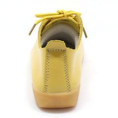 Genuine Leather Oxford Shoes For Women Round Toe Lace-Up Casual Shoes