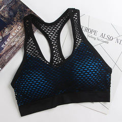 Breathable Mesh Sport Bra Top Hollow Out Cross Shockproof