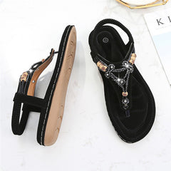 Women Sandals Flat Casual Shoes Bead Slip On Sandalias Flip-Flop