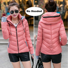 Winter Jacket women Short Womens Parkas Thicken Outerwear solid hooded