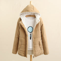 Fleece Parkas Coat New Korean Casual Jackets Cotton Hooded Windproof Warm