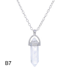 Hexagonal Cylindrical Crystal Necklace Natural Stone Pendant