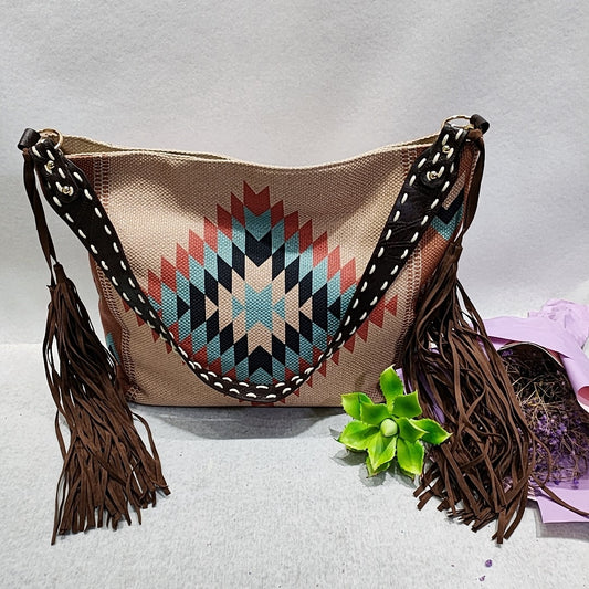 Hand-made Canvas Linen One Shoulder Bag Female Bag Bohemian Style