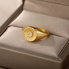 Vintage Opal Rings For Women Stainless Steel Sun Rings