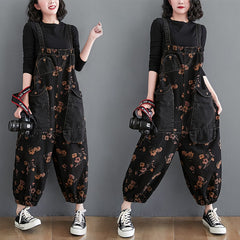 Loose Jeans Black Jumpsuit Women Casual Oversized Baggy Ladies Pants
