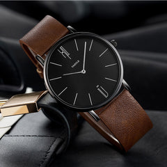 Men Watch Leather Quartz Wristwatches Business