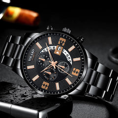 hombre Mens Fashion Business Watches Men Sports Stainless Steel Quartz