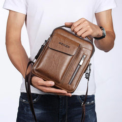 Fashion leather messenger bags mens single crossbody