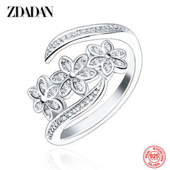 Fashion Adjustable Open CZ Flowers Ring