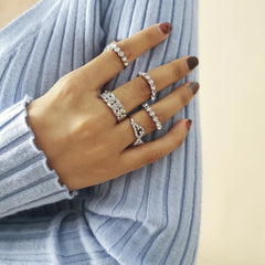 Trend Punk Hiphop Rock Metal Rings Set for Street Style