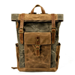 Vintage Canvas Backpacks for Men Oil Wax Canvas Leather Travel Backpack