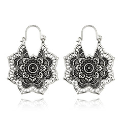 Lotus Skull Mandala Bee Flower Earrings