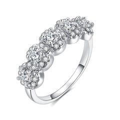 Crystal Round Engagement Ring Cute 925 Silver Zircon Stone Ring Vintage