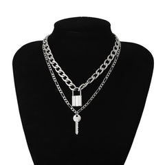 Hip Hop Bling Lock Pendant Choker Iced Out Shiny Cubic Zircon Necklace