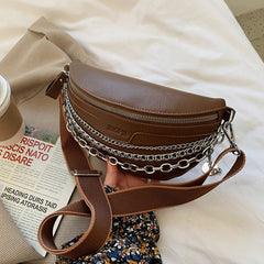 Luxury Chain Waist Belt Bag For Women Leather Crossbody Chest pack