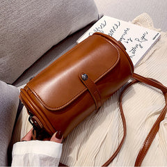 Casual Solid Color Barrel-Shaped Bag PU Leather Designer Handbags